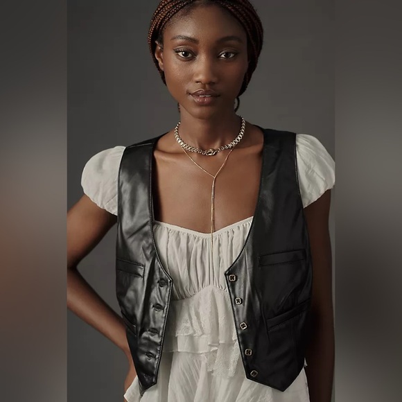 NWT! Anthropologie Forever That Girl Faux-Leather Vest - Size XL 🐚 - Picture 2 of 8